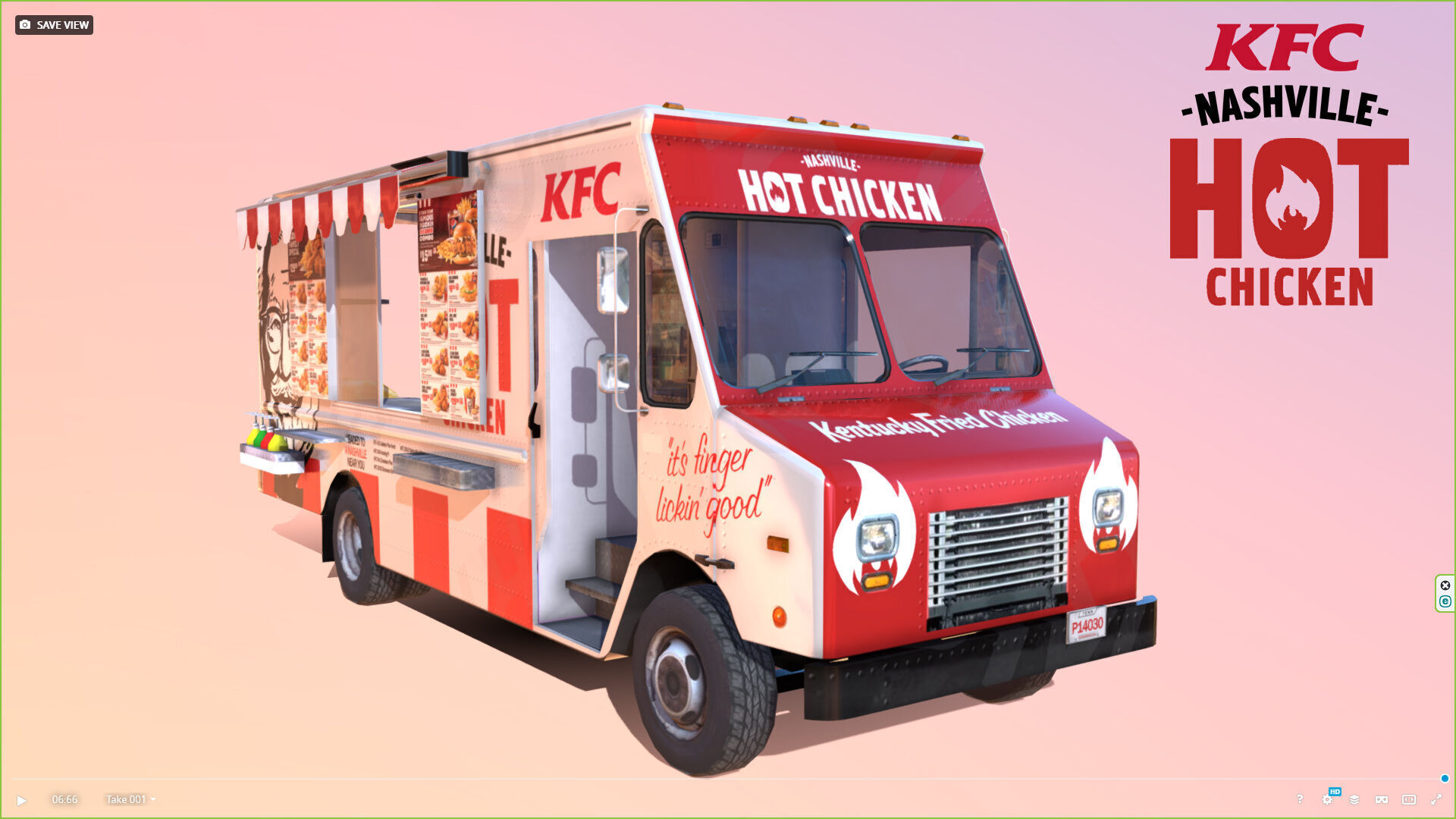 Morgan Olson KFC Nashville Food Truck Low-poly 3D model_1