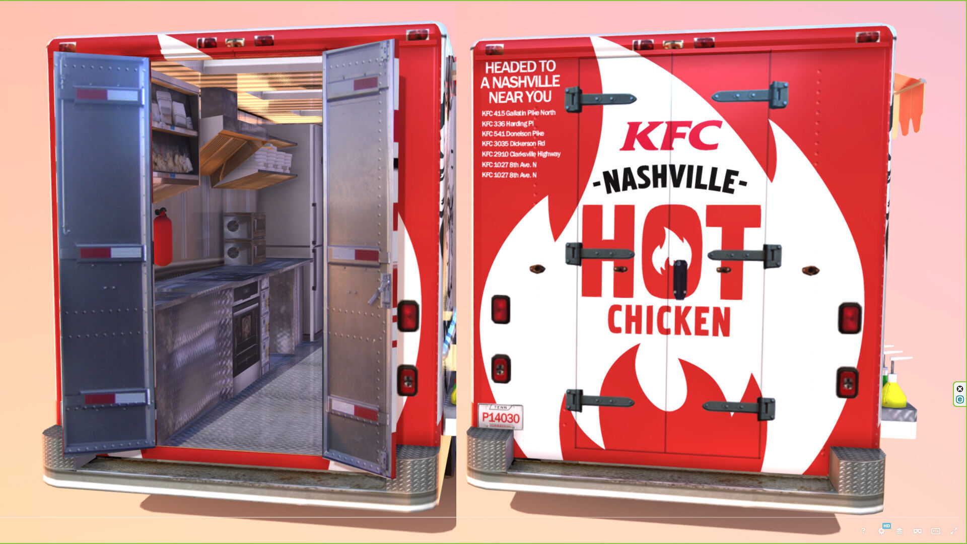 Morgan Olson KFC Nashville Food Truck Low-poly 3D model_3