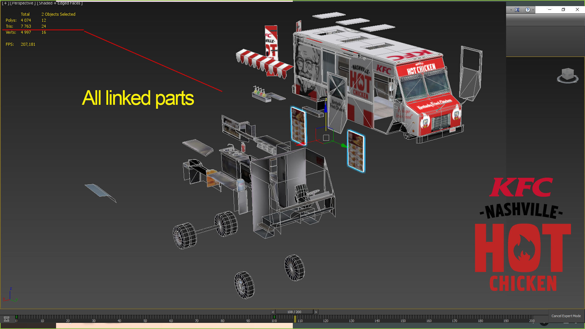 Morgan Olson KFC Nashville Food Truck Low-poly 3D model_13