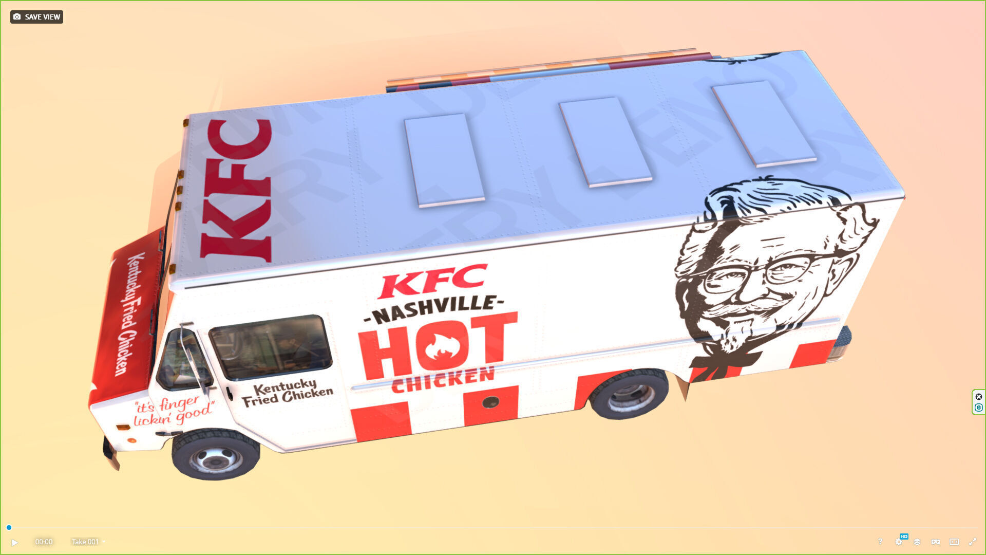 Morgan Olson KFC Nashville Food Truck Low-poly 3D model_5
