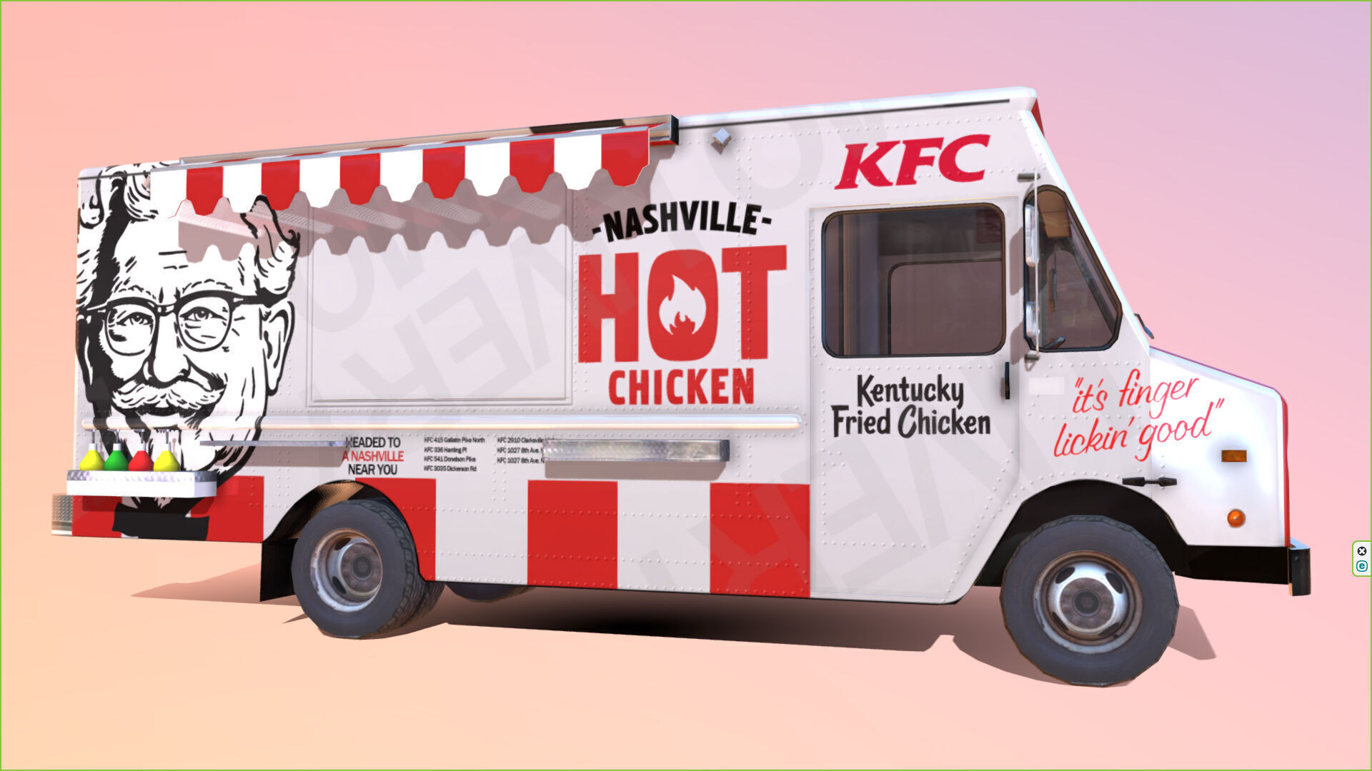 Morgan Olson KFC Nashville Food Truck Low-poly 3D model_4
