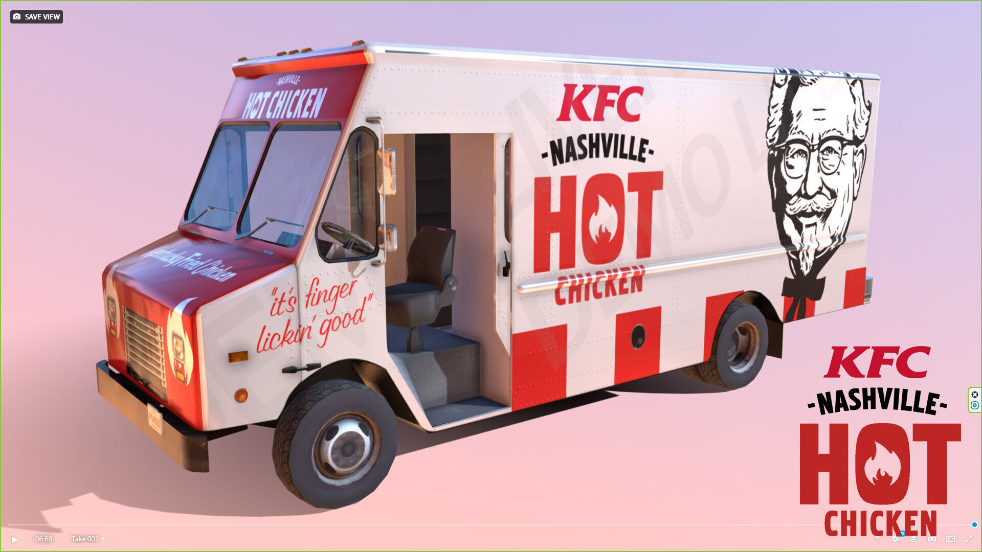 Morgan Olson KFC Nashville Food Truck Low-poly 3D model_2