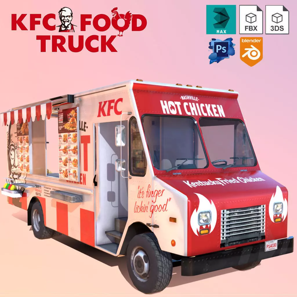 Morgan Olson KFC Nashville Food Truck Low-poly 3D model_0
