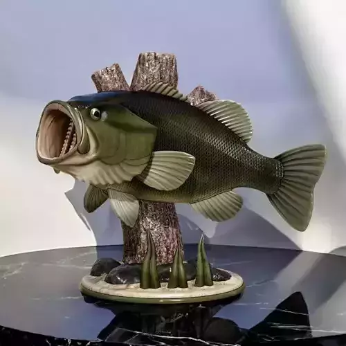 fish Largemouth Bass detailed texture for 3d printing