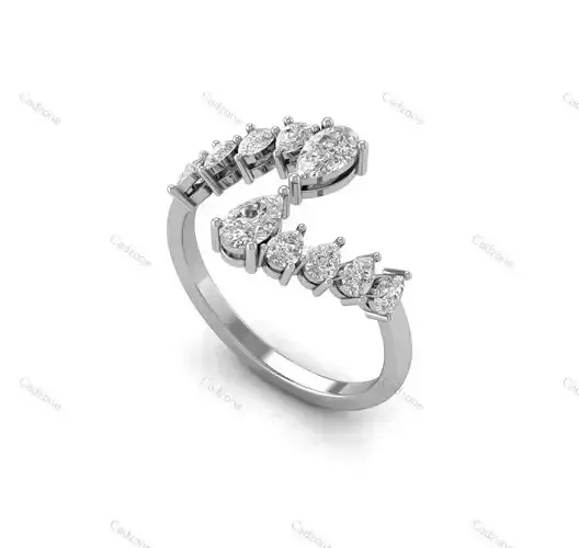 Elegant Pear-Cut Diamond Open Wrap Ring