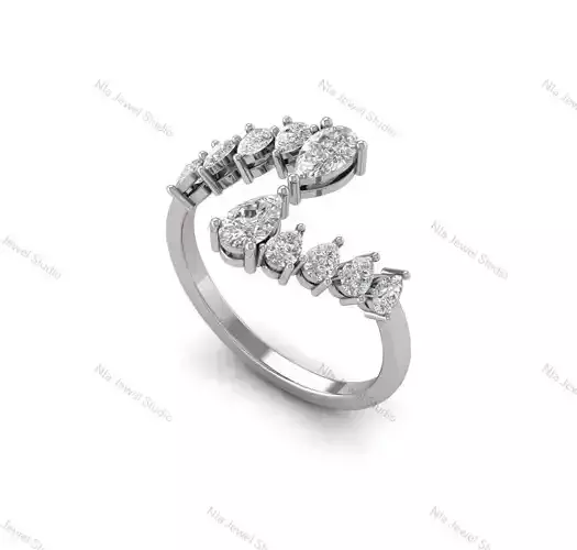 Elegant Pear-Cut Diamond Open Wrap Ring