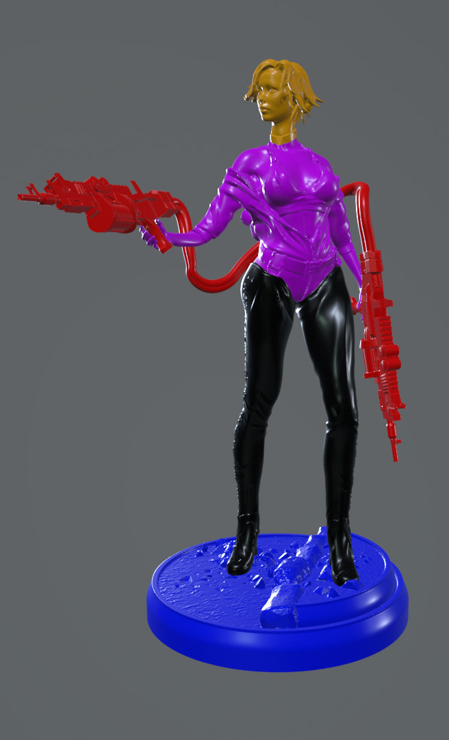 Cyberpunk Female Warrior  HighTech Resin Miniature 3D print model_5