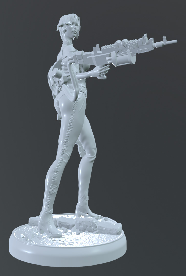 Cyberpunk Female Warrior  HighTech Resin Miniature 3D print model_4