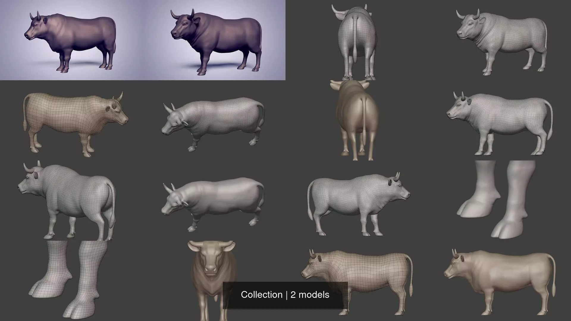 Bull Statues - Figurines 3D Model Collection_0
