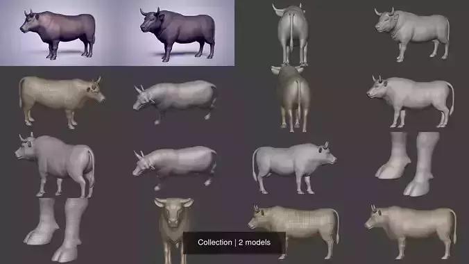 Bull Statues - Figurines 3D Model Collection