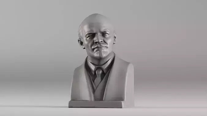 001600 Lenin Portrait Bust on Rectangular Base