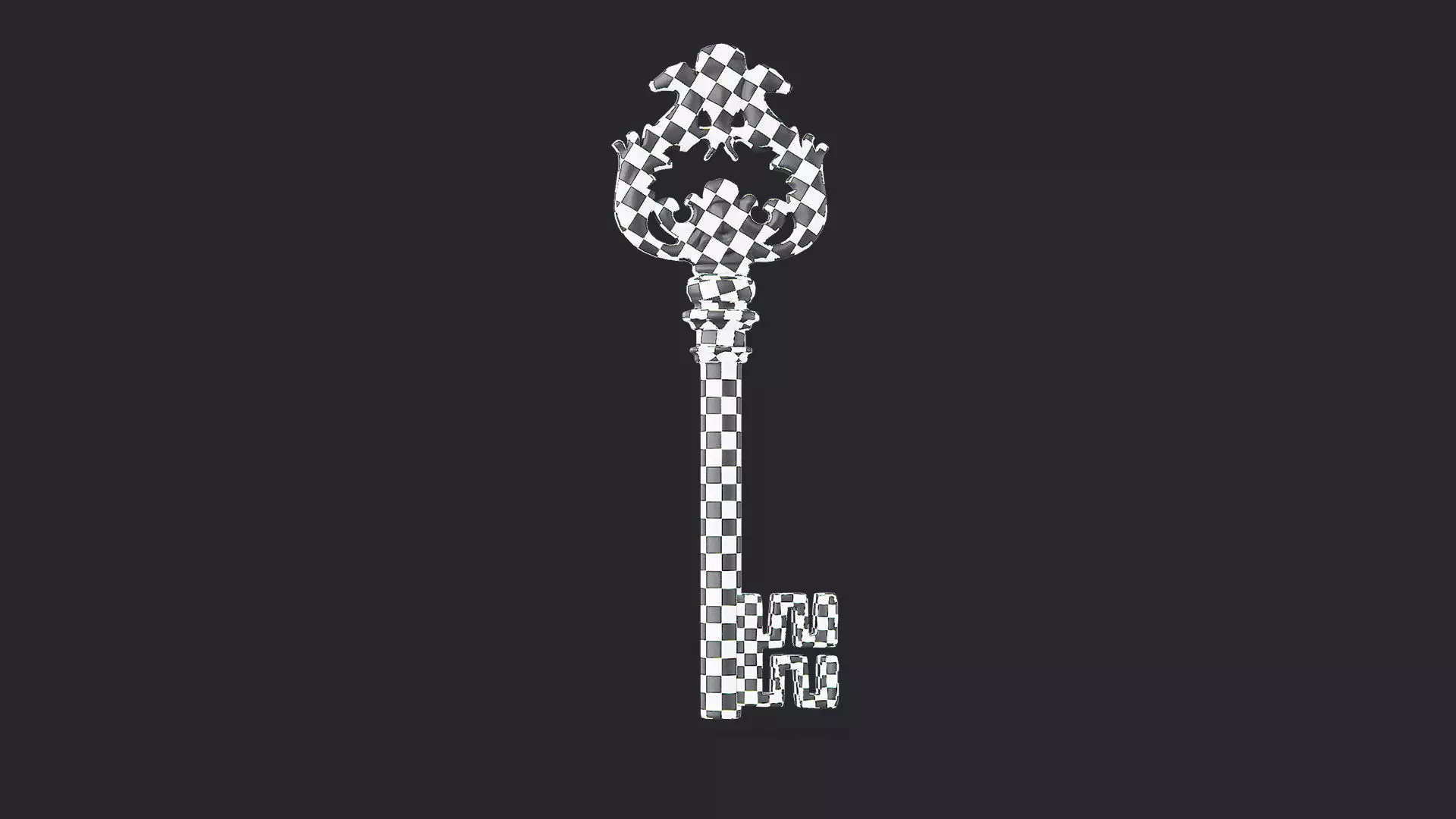 Skeleton key with horses Low-poly 3D model_5