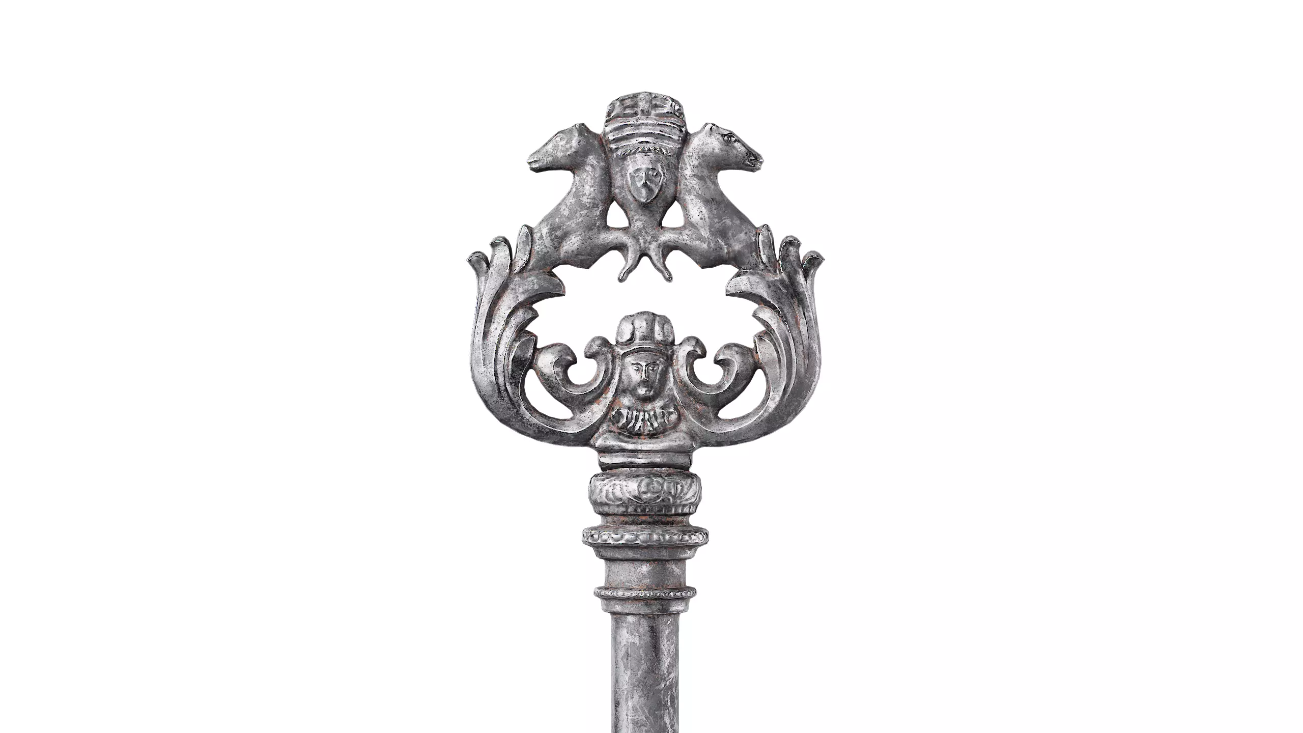 Skeleton key with horses Low-poly 3D model_0