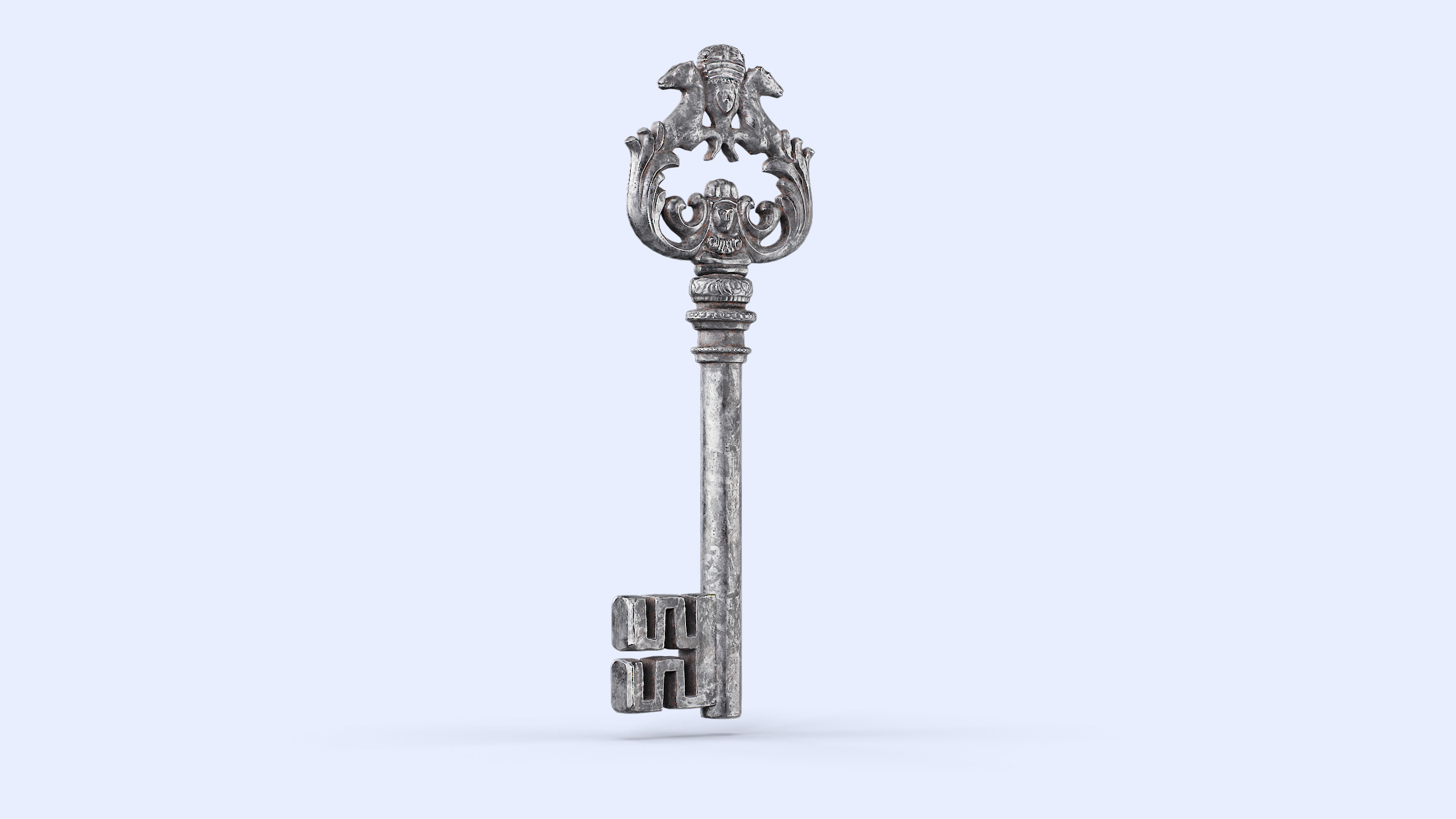 Skeleton key with horses Low-poly 3D model_2