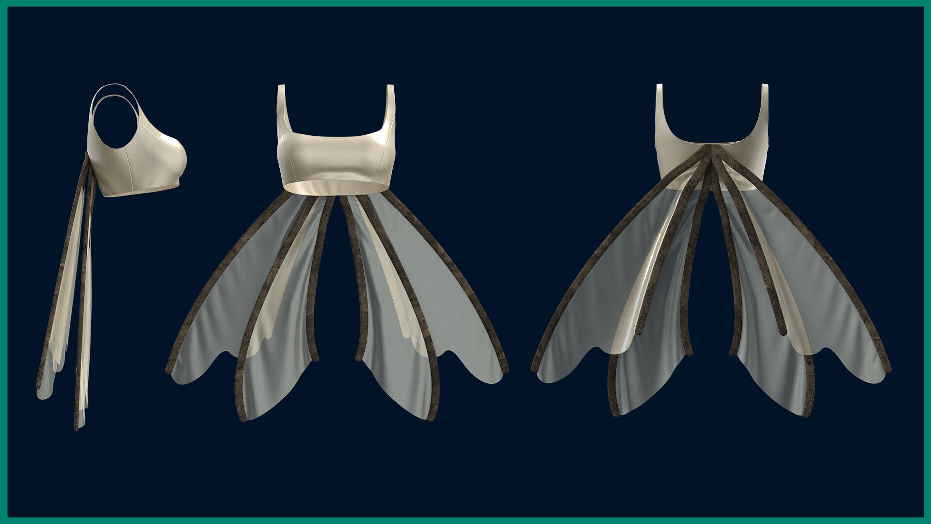 5 female wing outfit 3D model_4