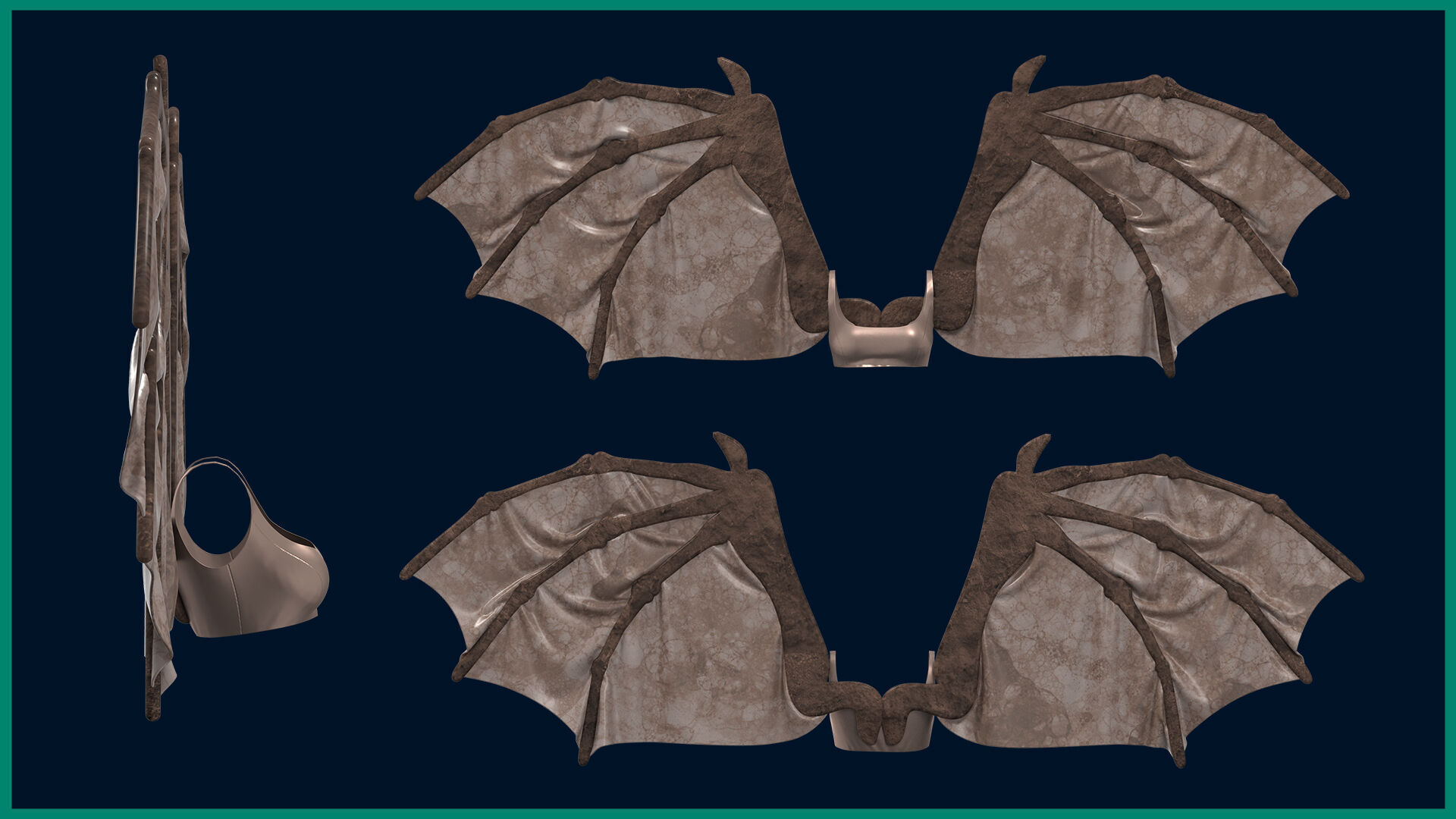 5 female wing outfit 3D model_3