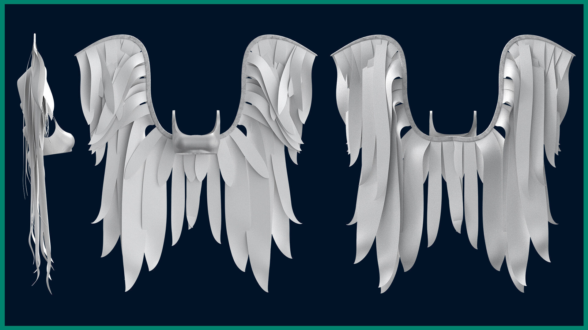 5 female wing outfit 3D model_5