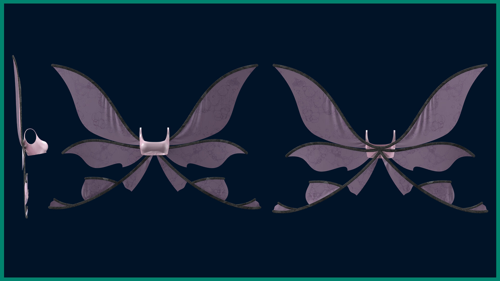 5 female wing outfit 3D model_1