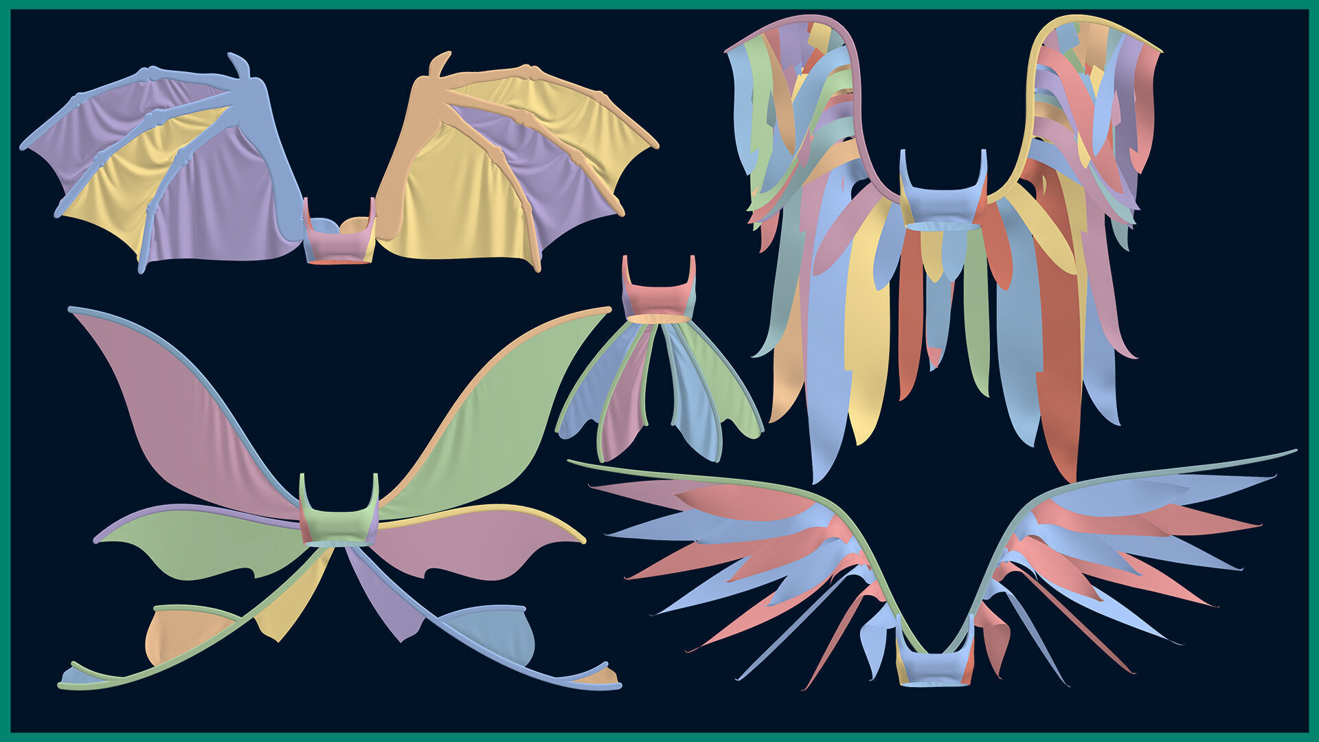 5 female wing outfit 3D model_8