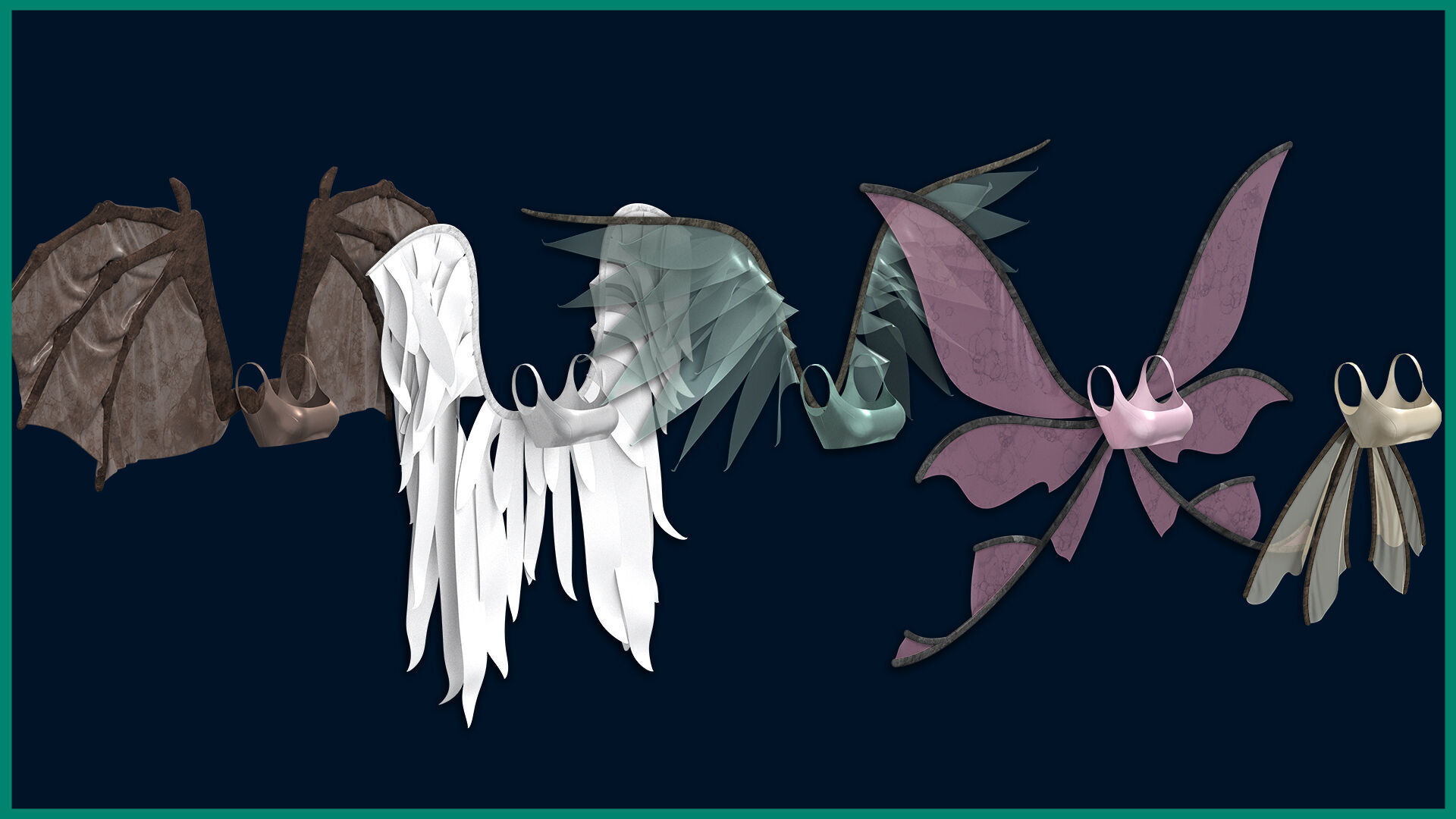 5 female wing outfit 3D model_6