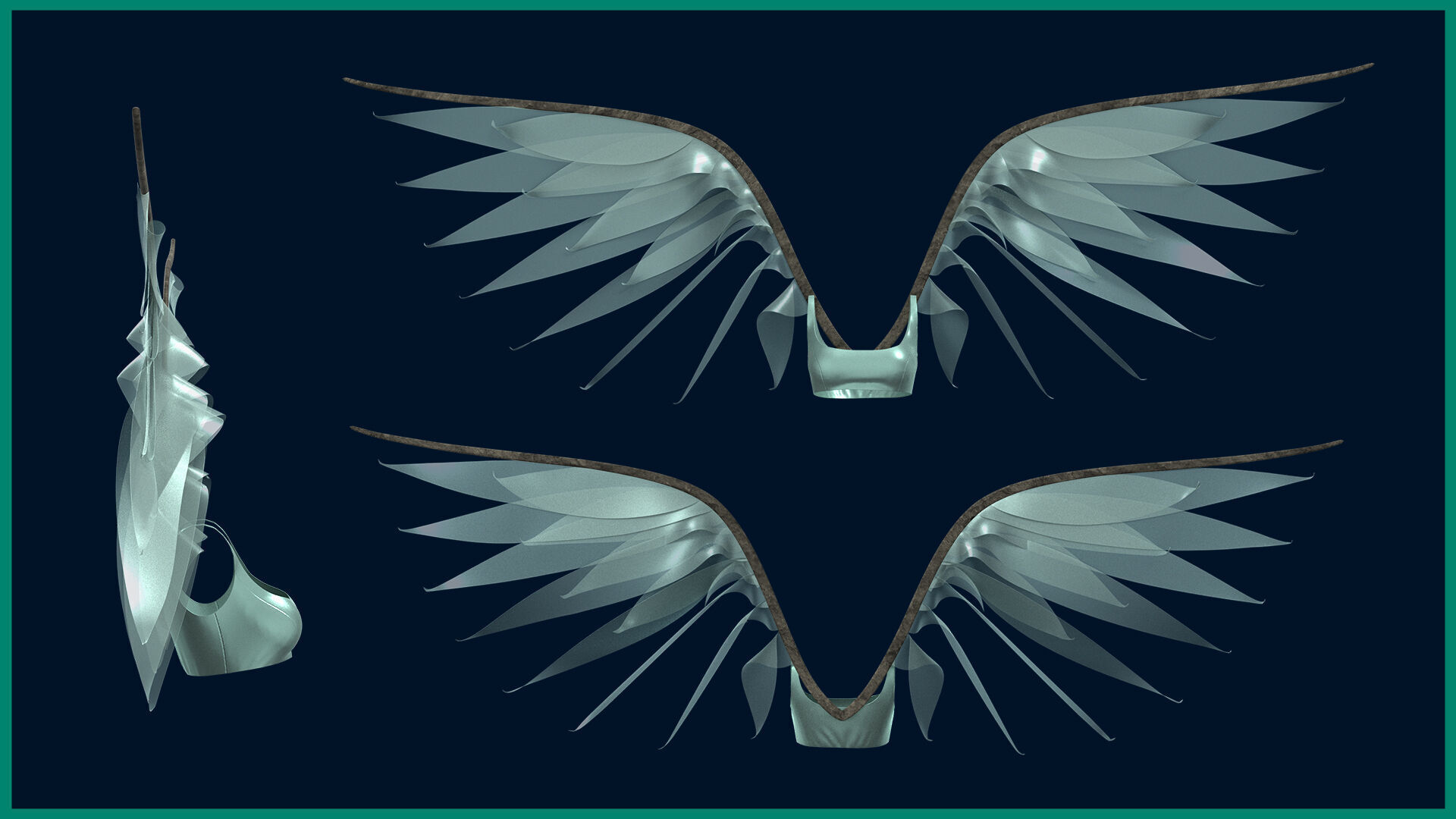 5 female wing outfit 3D model_2