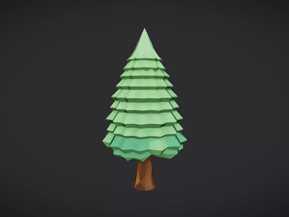 Low-poly stylized tree2 3D model_0