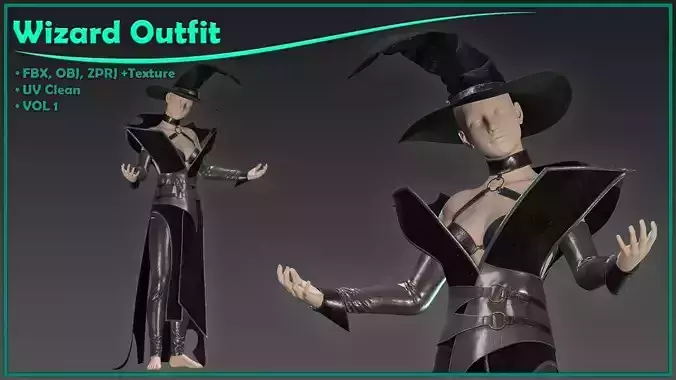 female wizard outfit with texture
