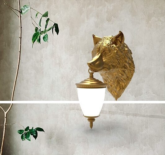 Wolf Head Wall Lamp 3D print model