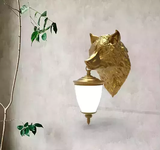 Wolf Head Wall Lamp