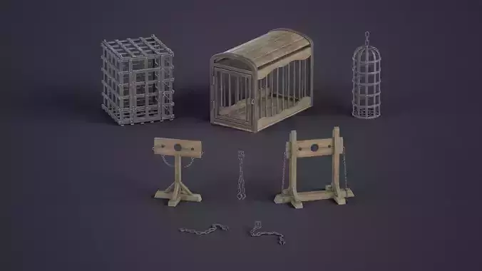 Medieval Torture and Prison Pack Low-poly 3D model