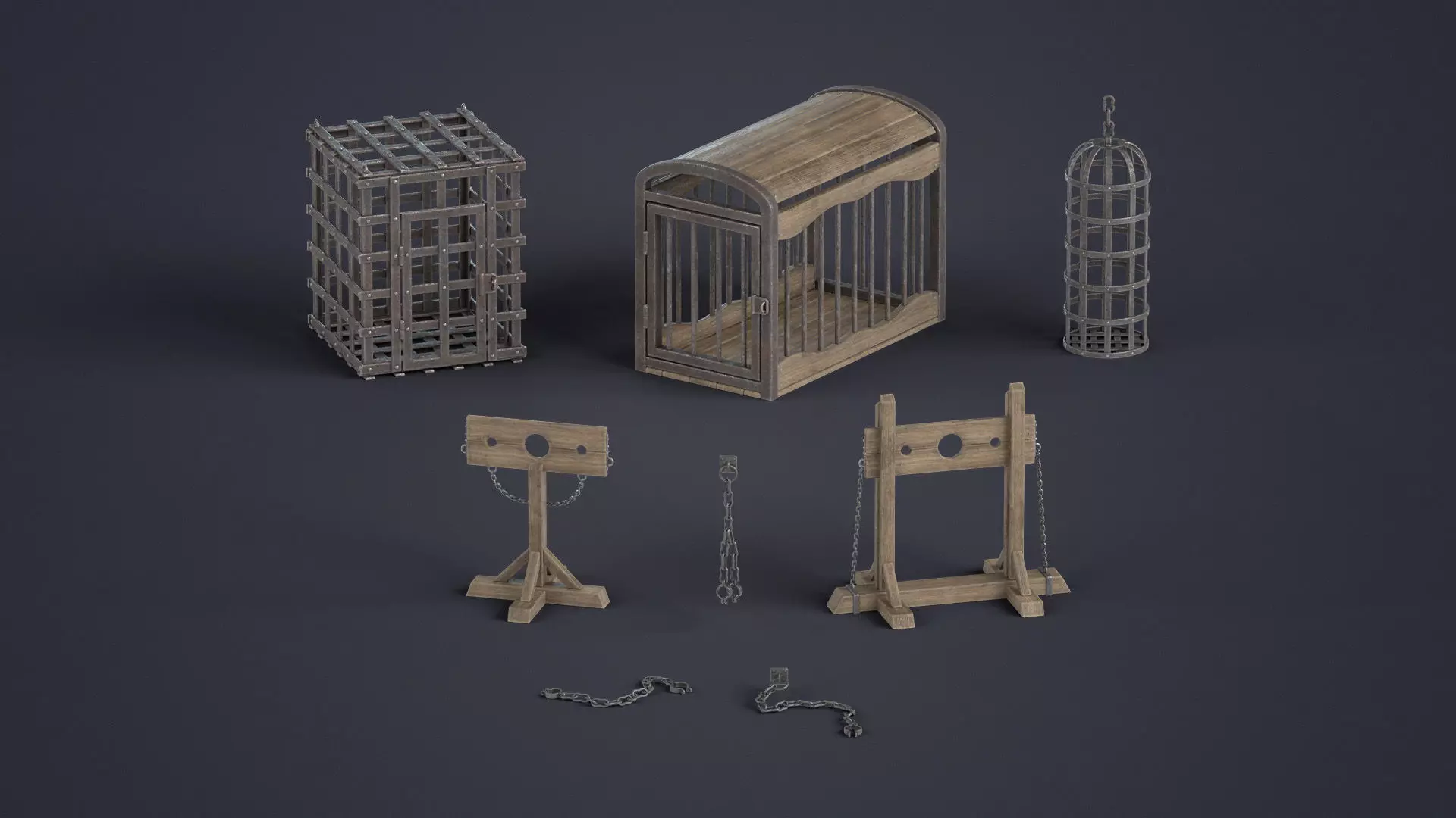 Medieval Torture and Prison Pack Low-poly 3D model_0