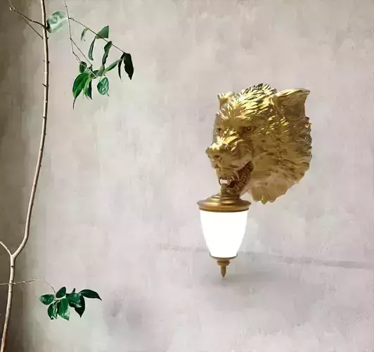 Wolf Head Wall Lamp