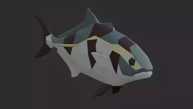 Low Poly Banded Rudderfish Low-poly 3D model