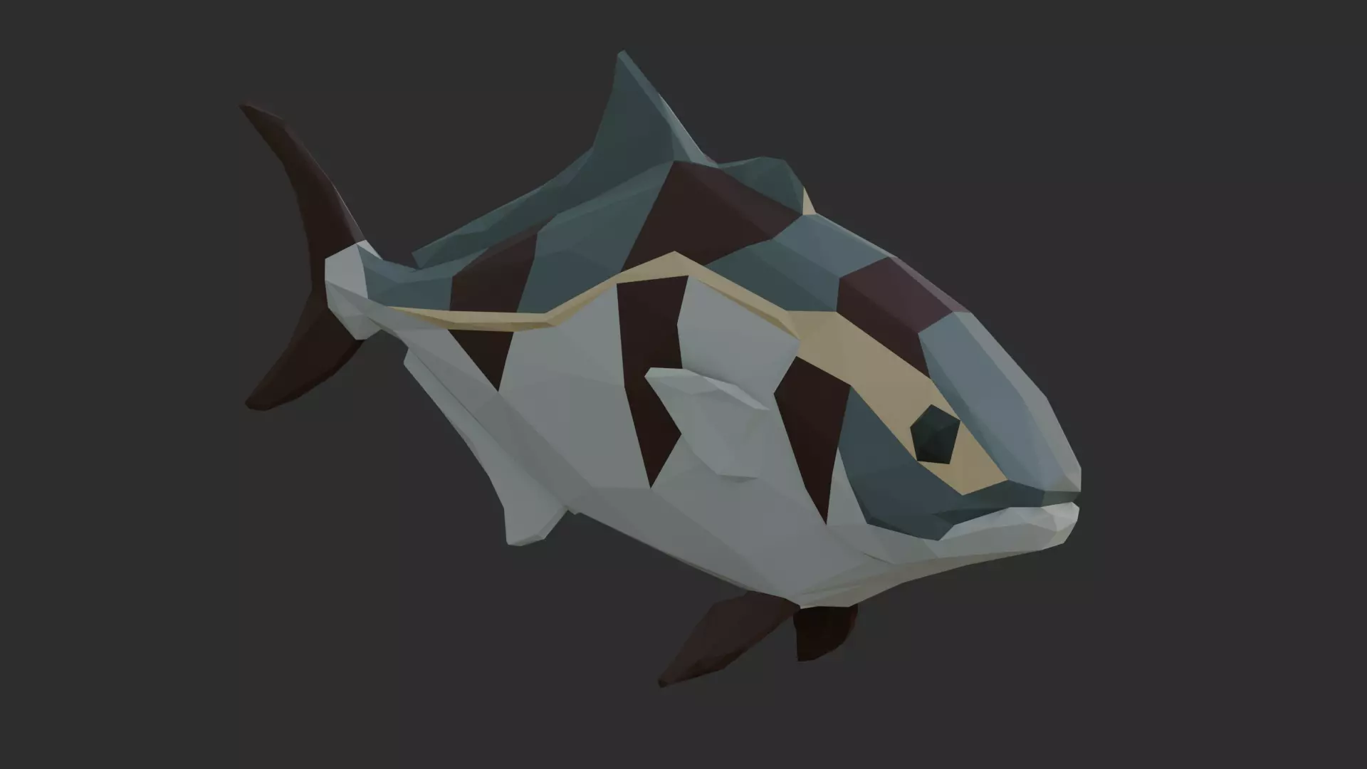 Low Poly Banded Rudderfish Low-poly 3D model_0