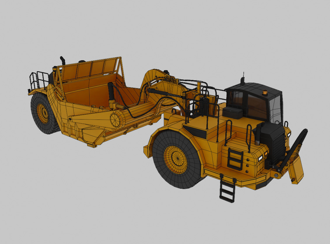 Tractor Scraper - Heavy Vehicle Low-poly 3D model_19