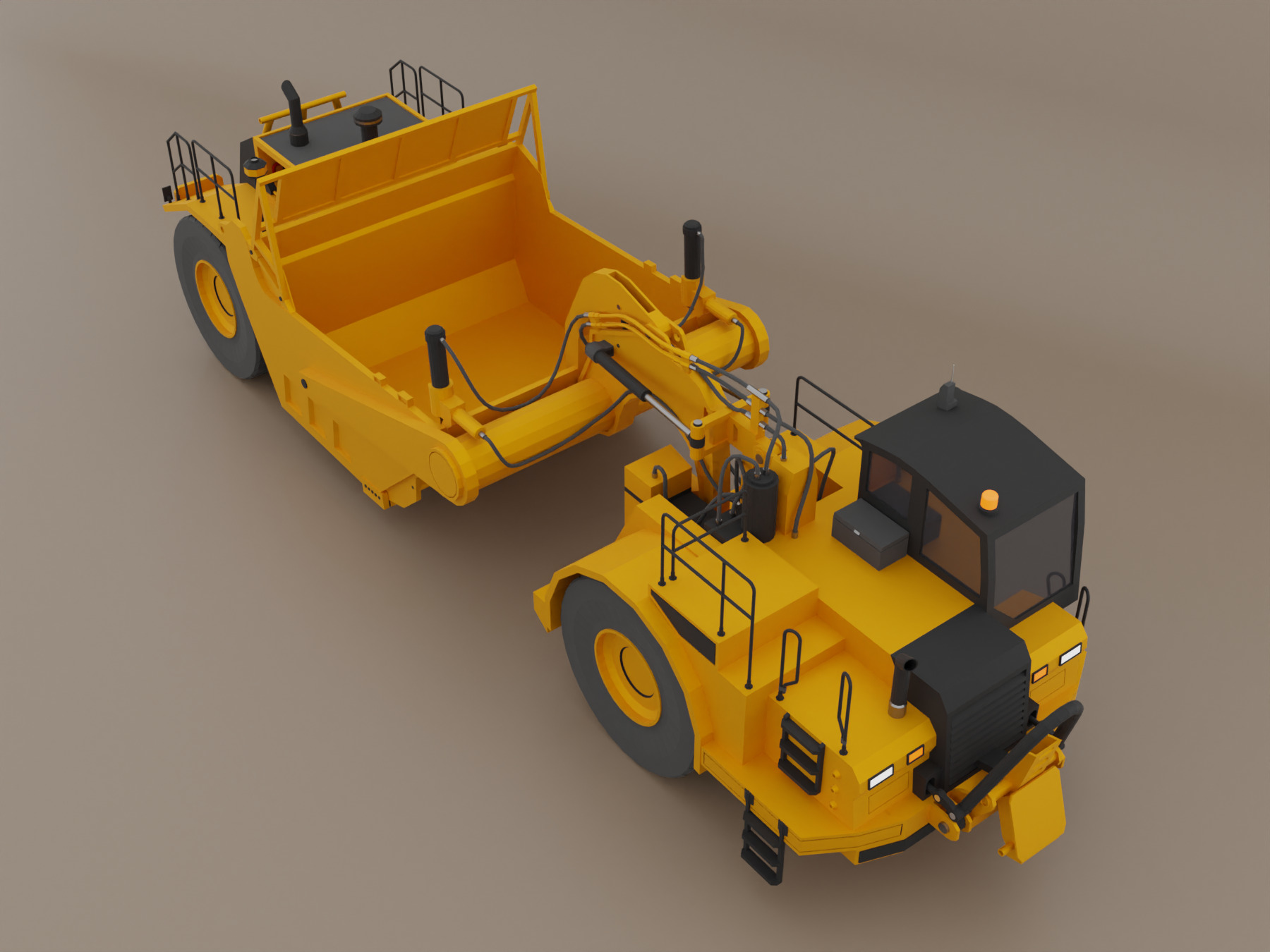 Tractor Scraper - Heavy Vehicle Low-poly 3D model_2