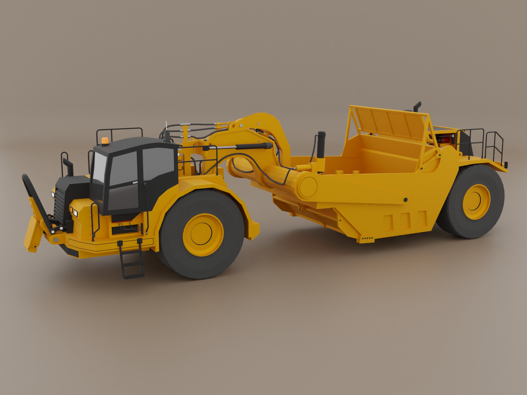 Tractor Scraper - Heavy Vehicle Low-poly 3D model_4