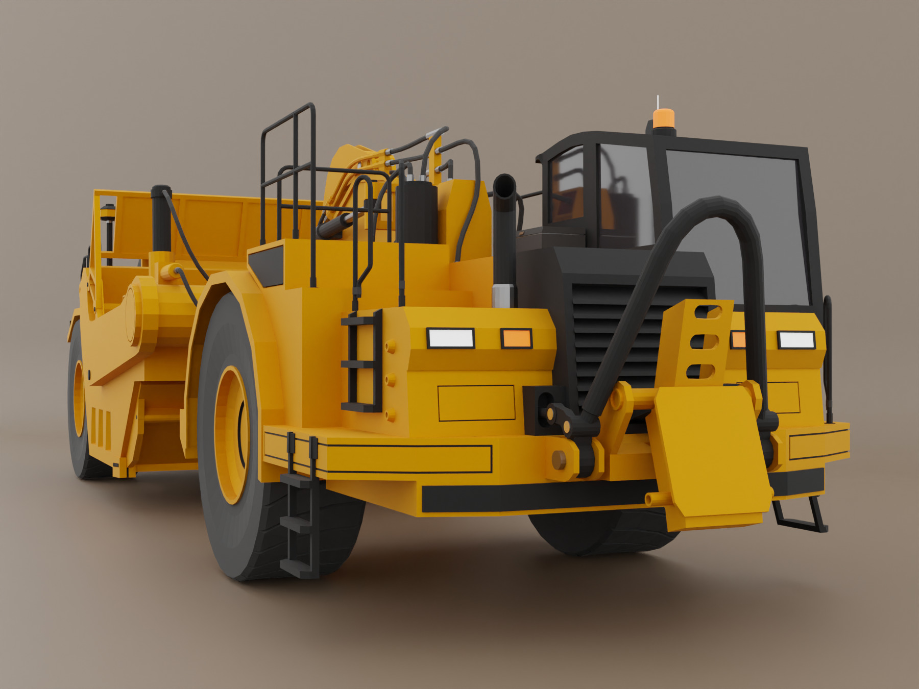 Tractor Scraper - Heavy Vehicle Low-poly 3D model_7