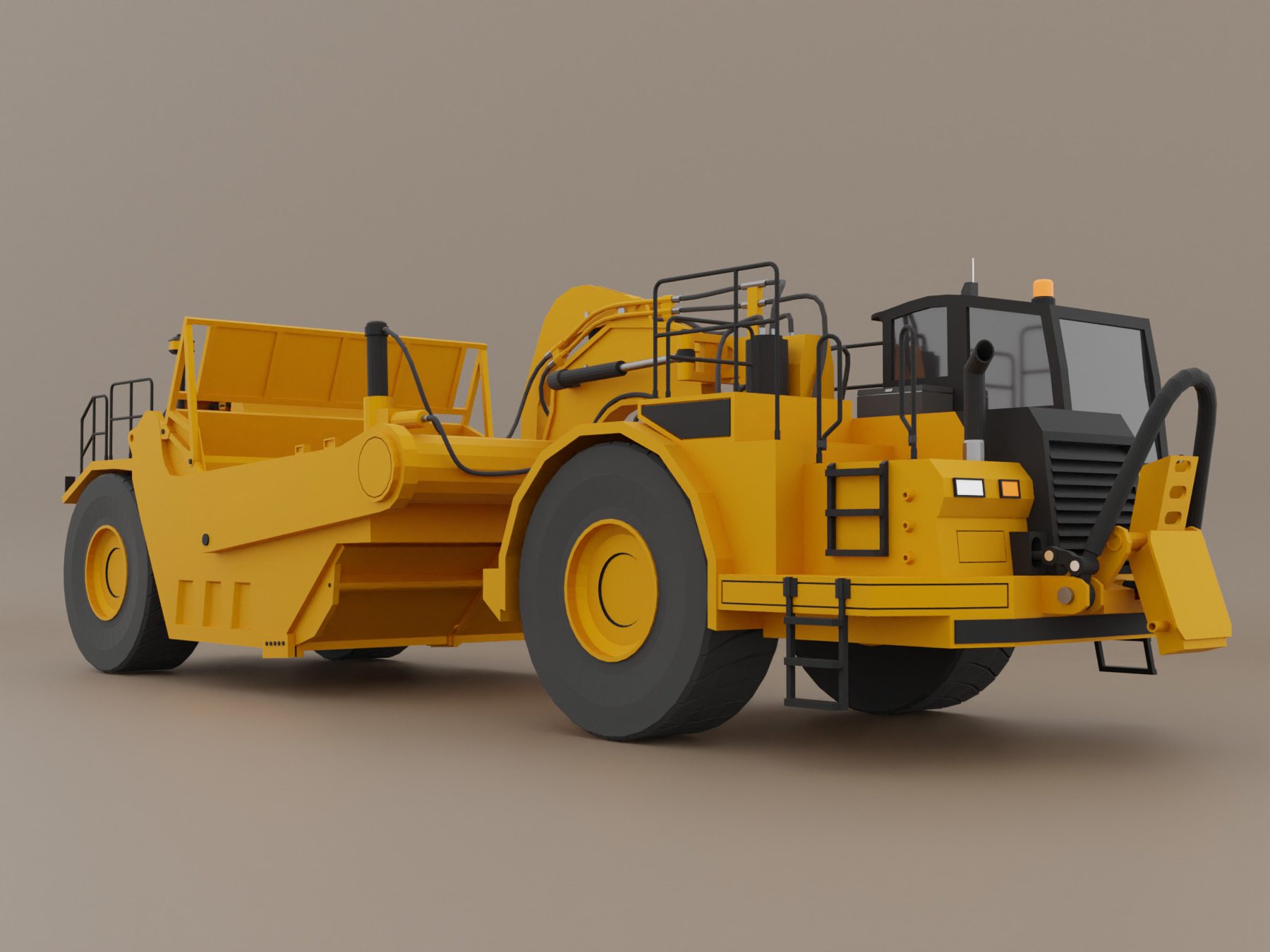 Tractor Scraper - Heavy Vehicle Low-poly 3D model_1