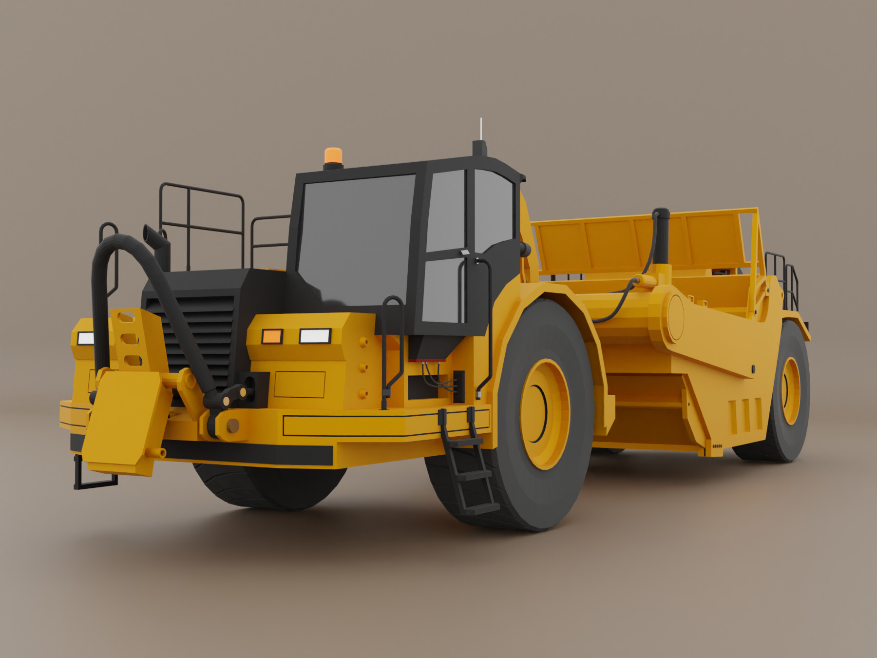 Tractor Scraper - Heavy Vehicle Low-poly 3D model_3