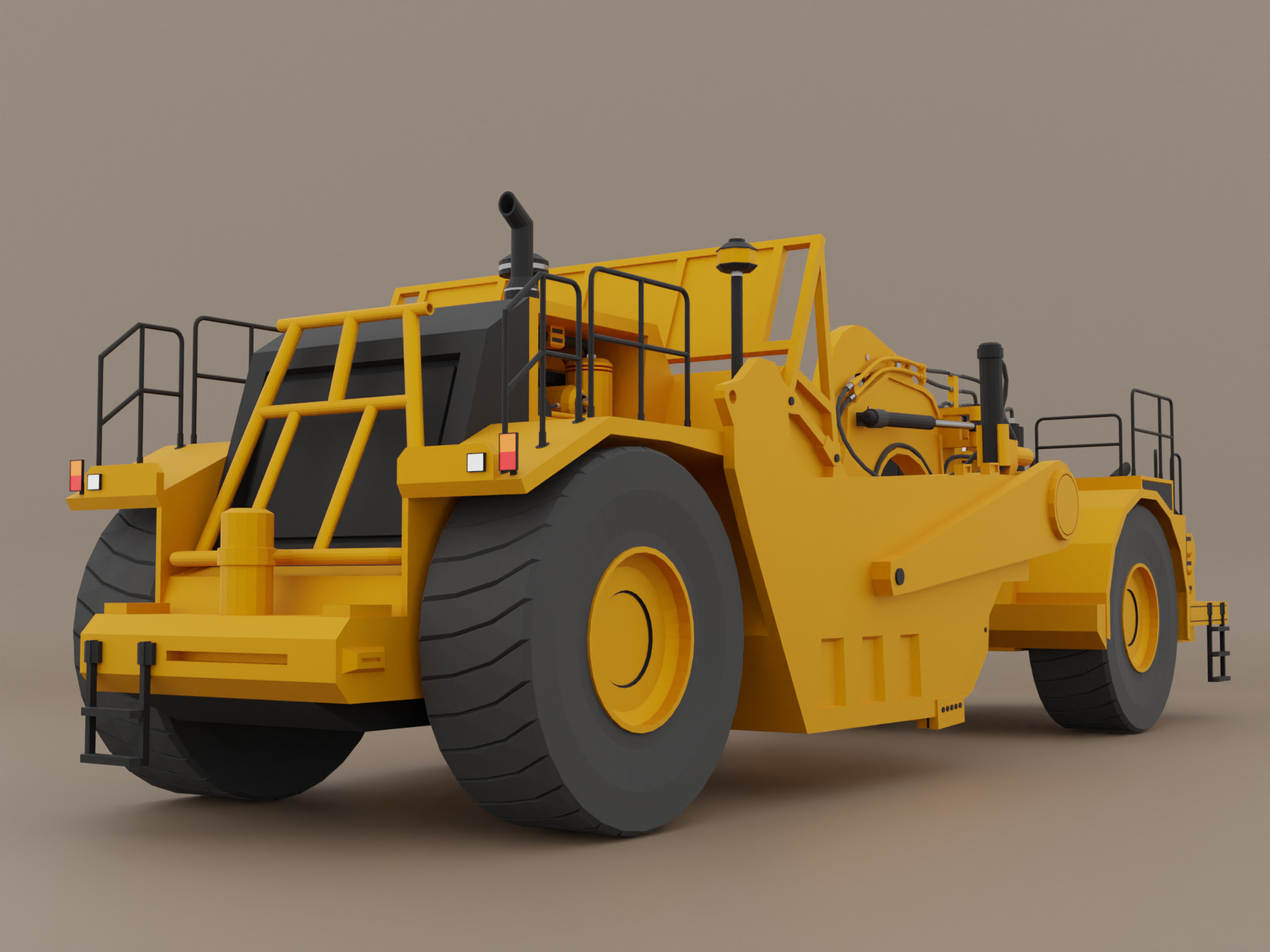 Tractor Scraper - Heavy Vehicle Low-poly 3D model_6