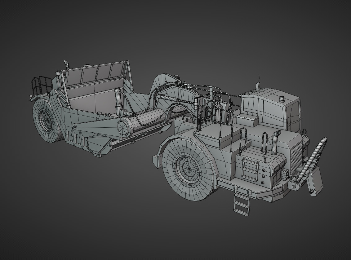 Tractor Scraper - Heavy Vehicle Low-poly 3D model_21
