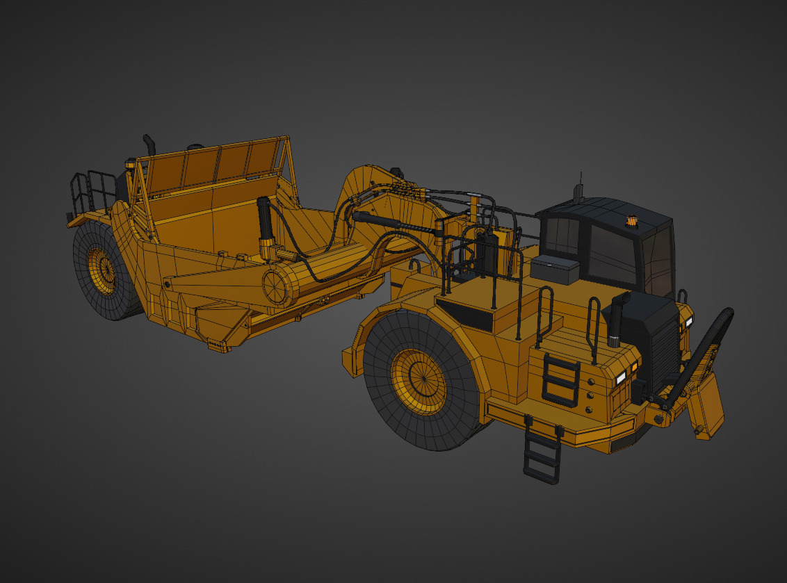 Tractor Scraper - Heavy Vehicle Low-poly 3D model_20