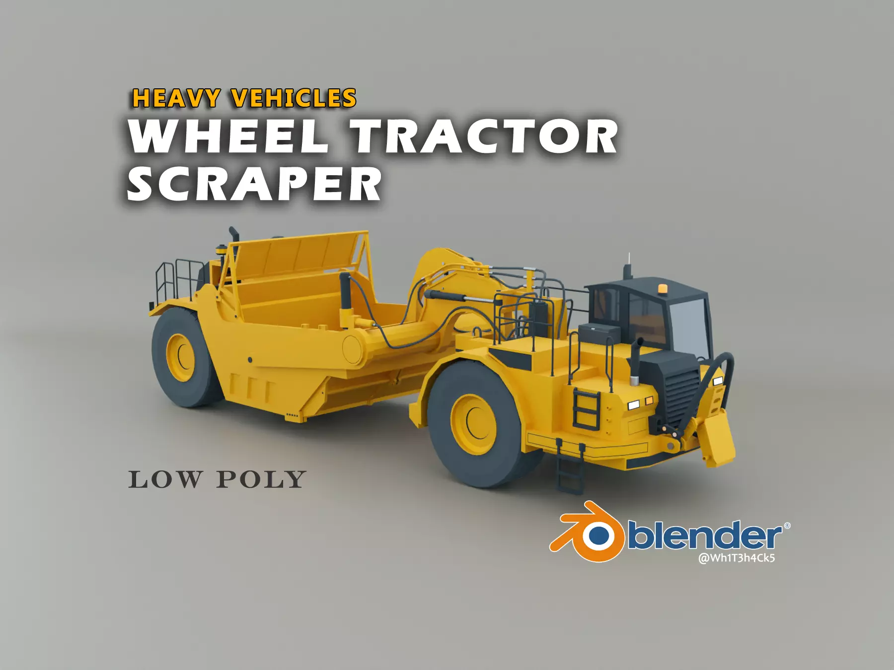 Tractor Scraper - Heavy Vehicle Low-poly 3D model_0