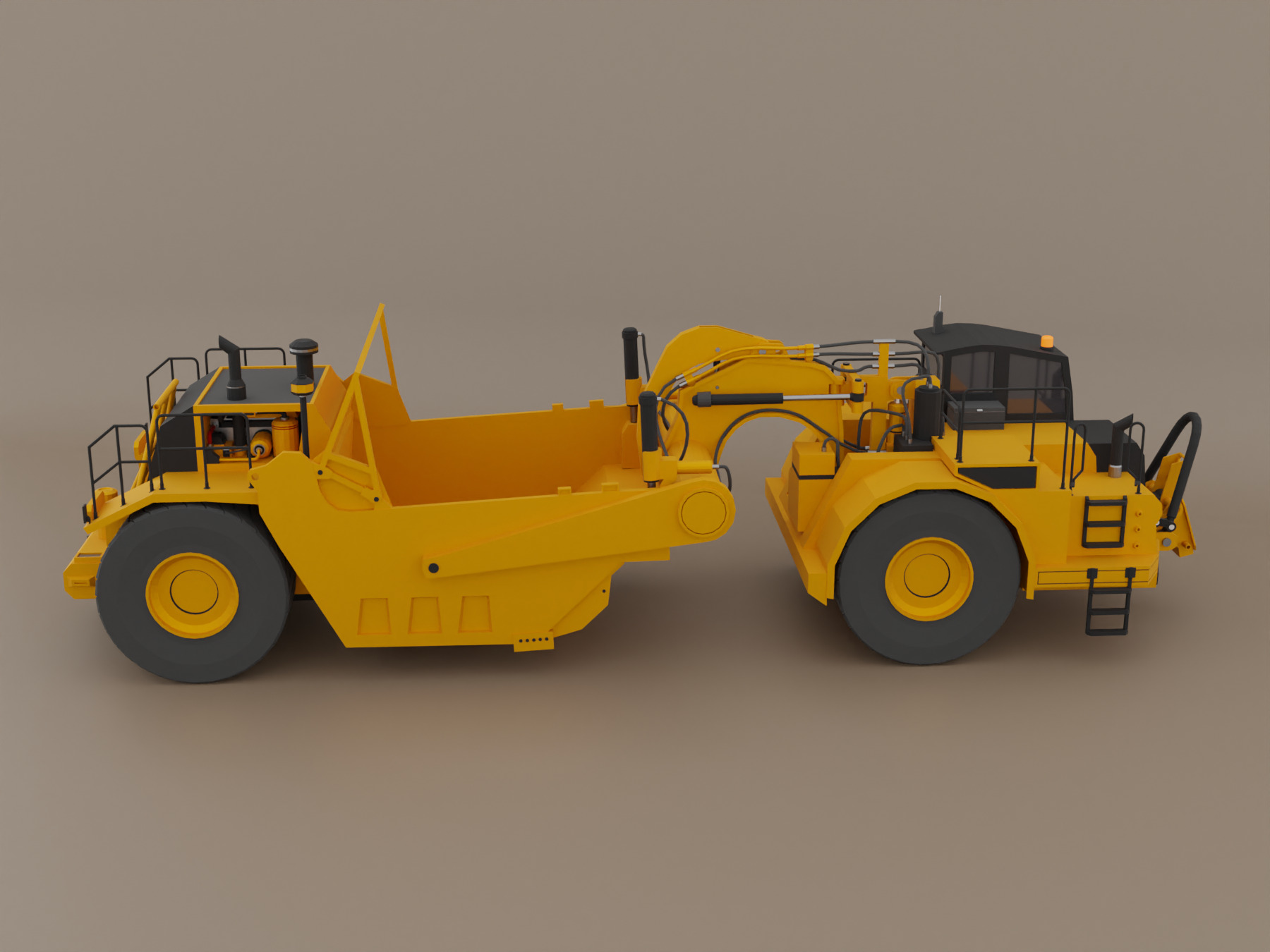 Tractor Scraper - Heavy Vehicle Low-poly 3D model_16