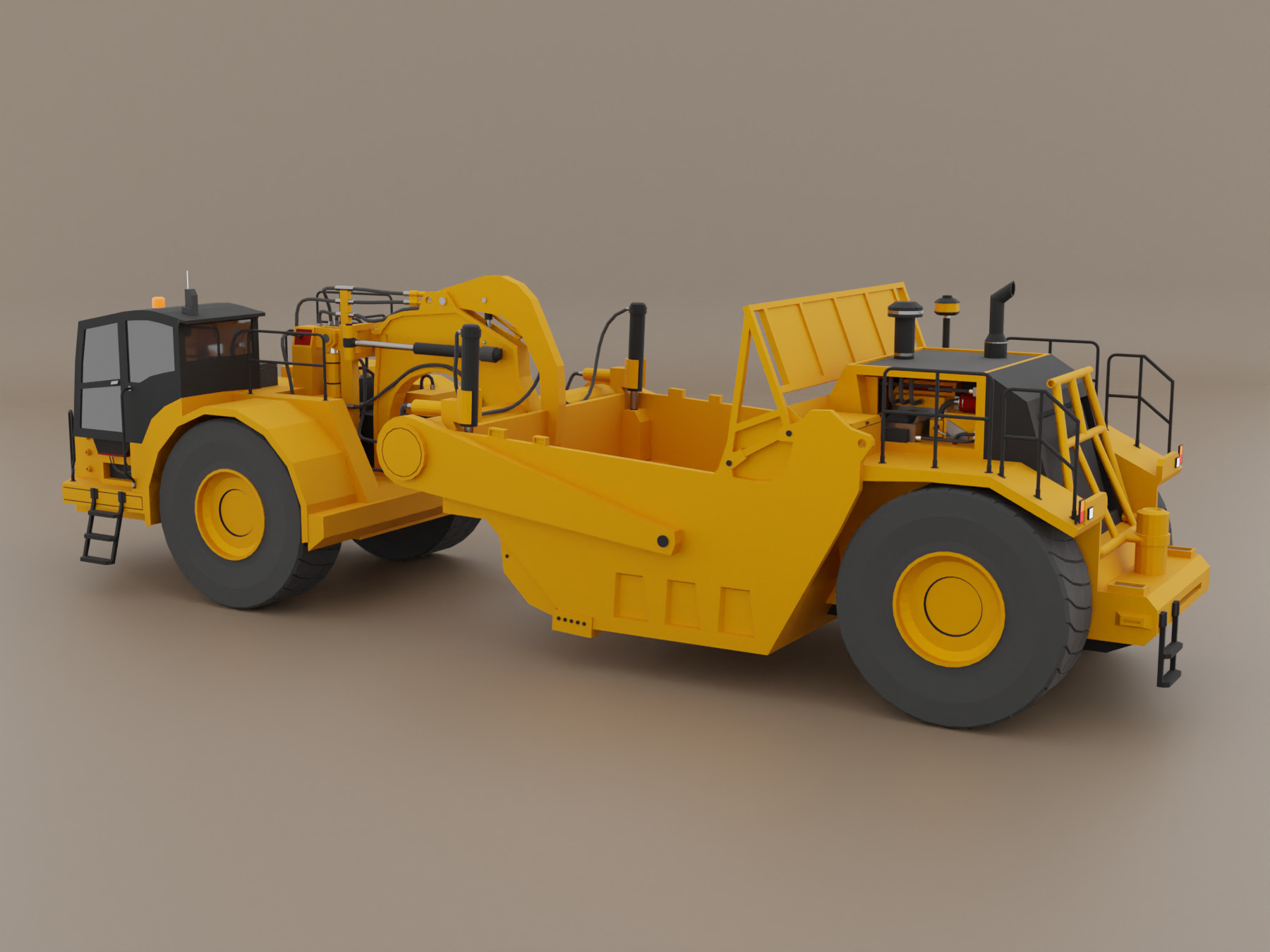 Tractor Scraper - Heavy Vehicle Low-poly 3D model_5