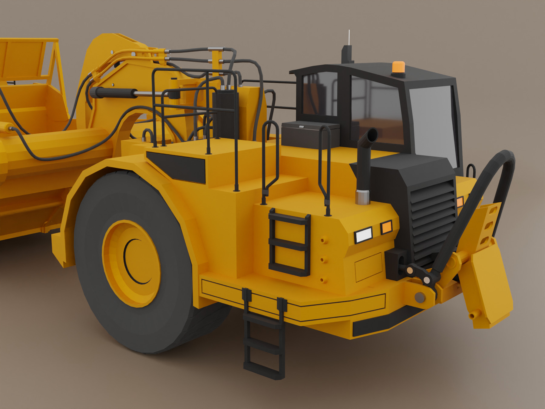 Tractor Scraper - Heavy Vehicle Low-poly 3D model_12
