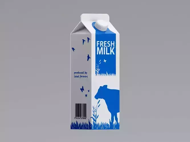 Large Milkcarton of 1 litre fresh milk high quality 3D model