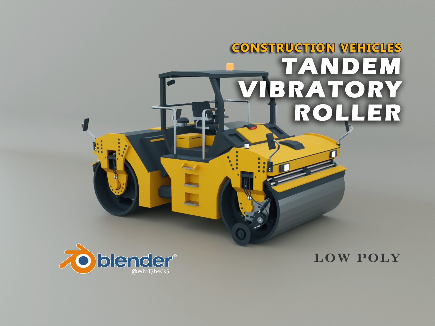 Highway Construction Vehicles - Low-poly Pack 3D Model Collection_5