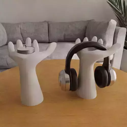 Hand Shaped 3D Holder STL File for Headphones Candles 3D print model